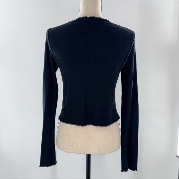 Urban outfitters Seek Destiny Split Black Graphic Long Sleeve Top size large - Picture 7 of 15